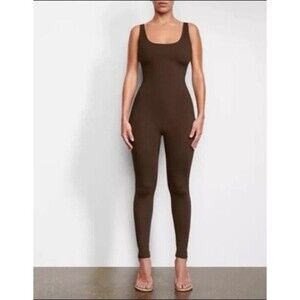 Skims (4X) All In One Catsuit Cocoa Brown Tank Fancy Party Racy Glam EUC